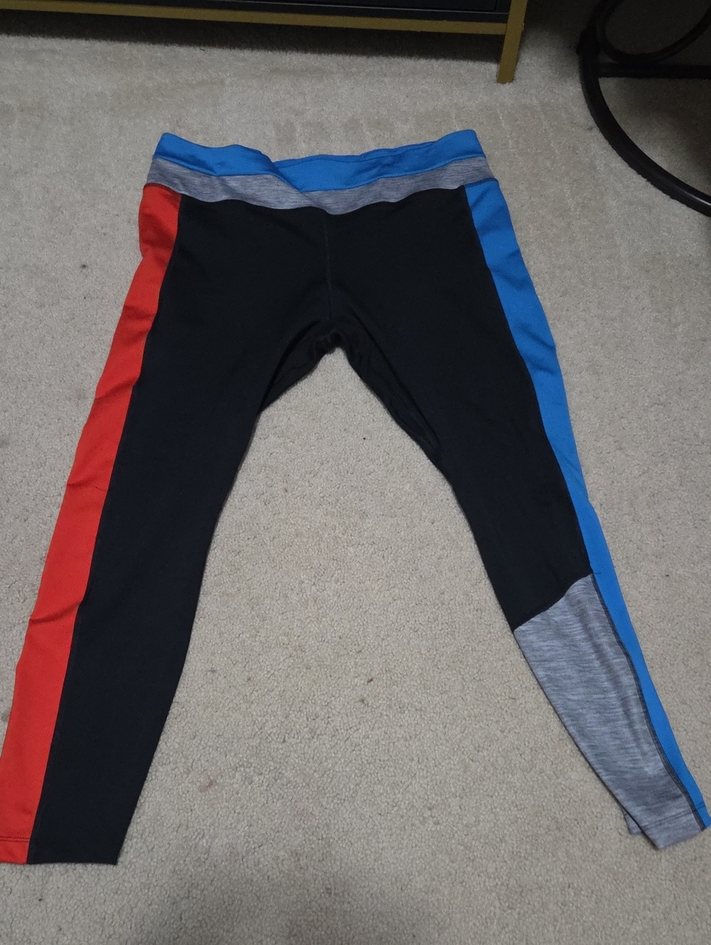 Nike Womens Colorblock Active Leggings - Black with Blue & Red